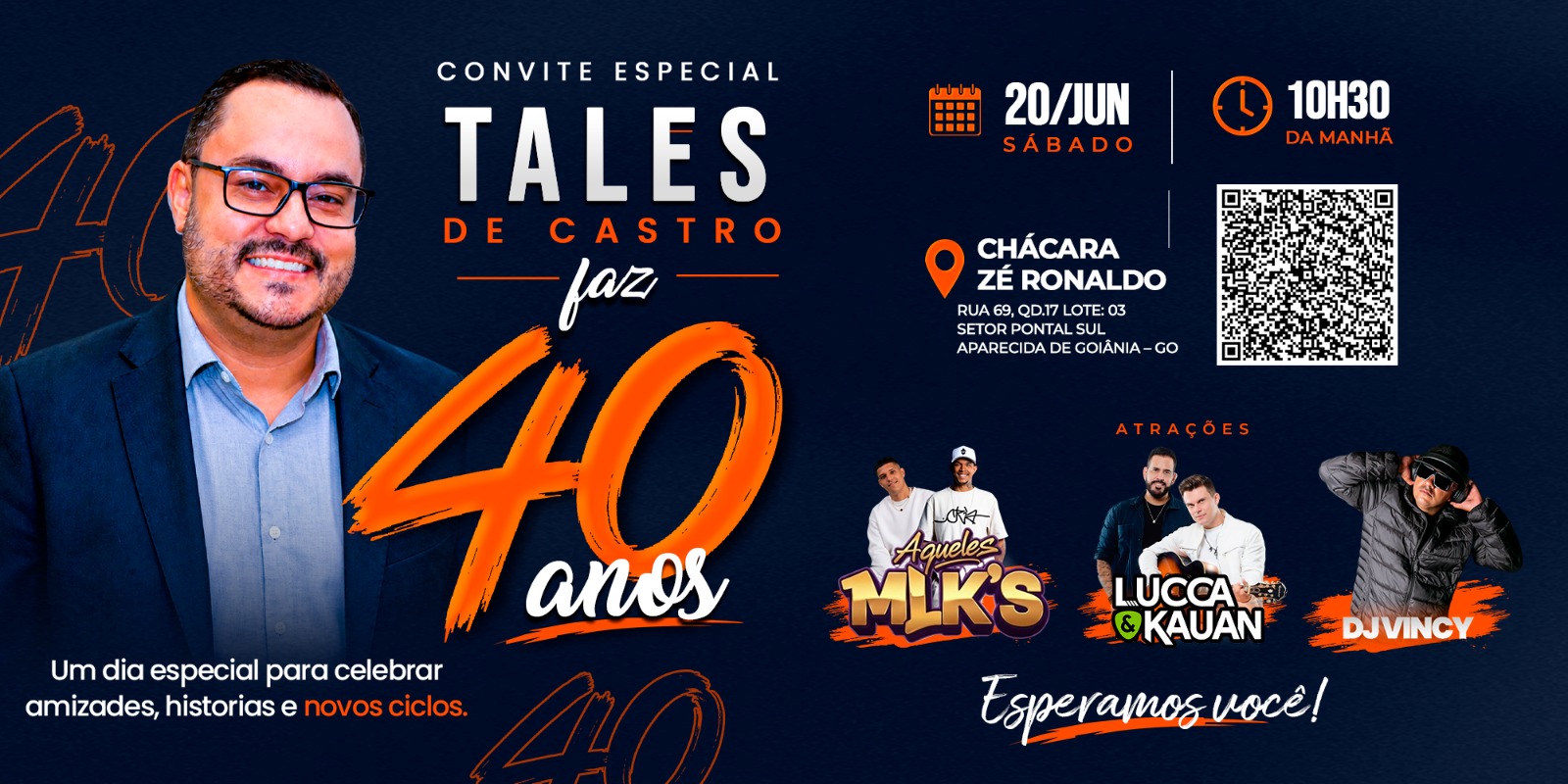 Convite – Tales de Castro faz 40 anos